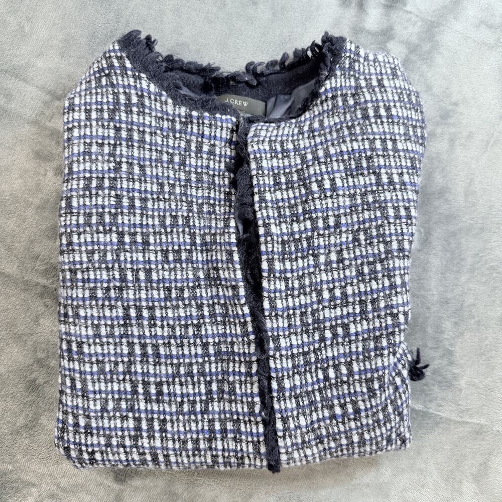 J. Crew Multicolor Tweed Fringe Wool Women’s Jacket Blazer Sz Small - Picture 14 of 14
